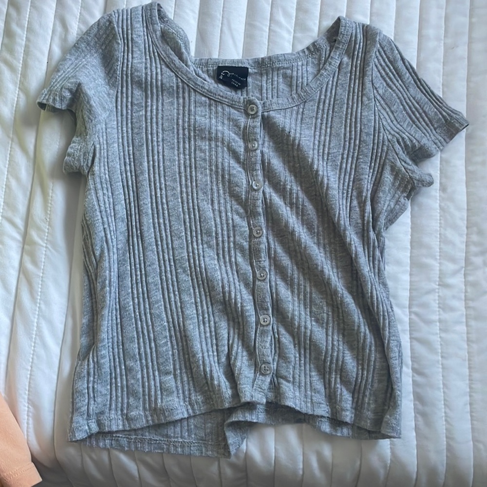 Grey button up top target